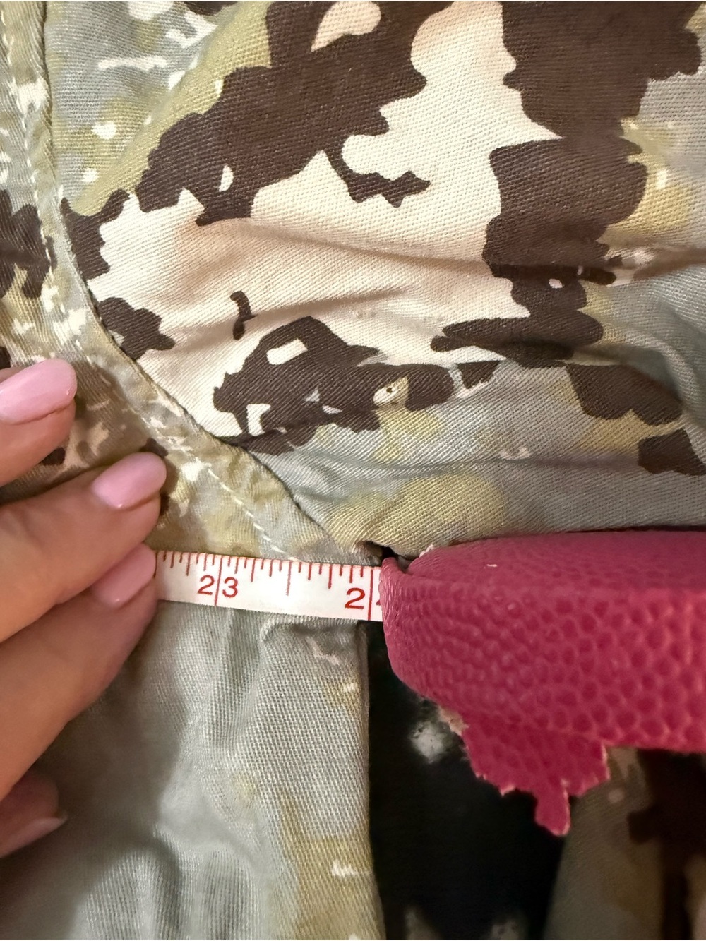 POL Women's Camo Patchwork Jean Jacket with Red Number Accent - Picture 5 of 5